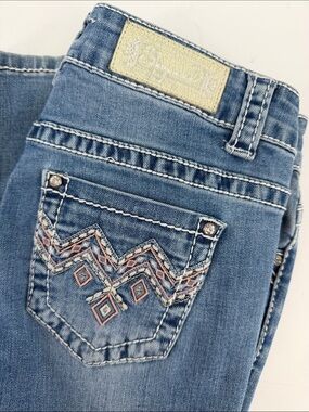 Shyanne Light Blue Girls' Bootcut Jeans Embroidered Pocket Size 10